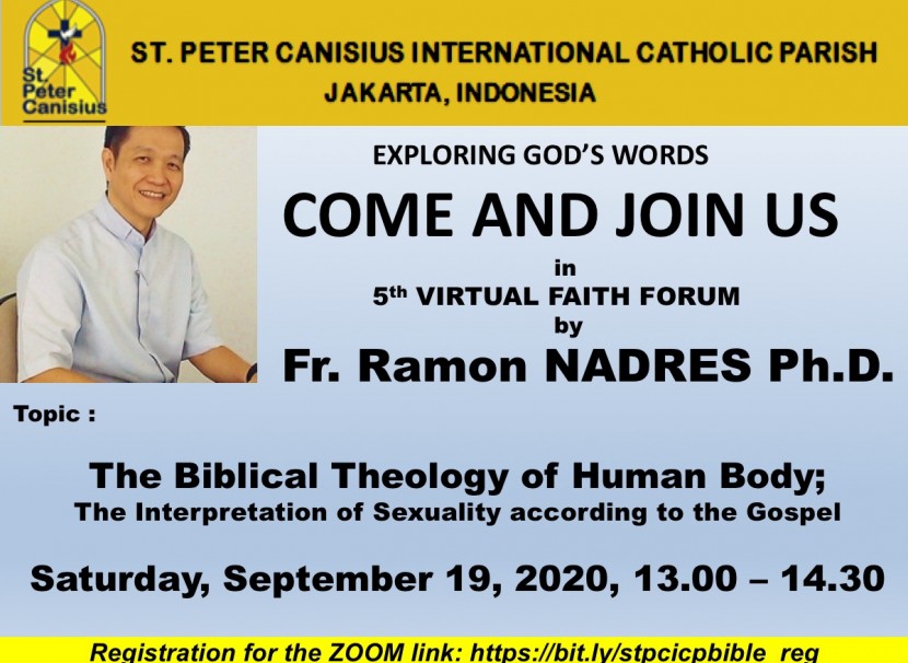 5th Catholic Faith Forum on Sat, 19 September @ 1-2:30pm with Fr Ramon Nadres, Phd