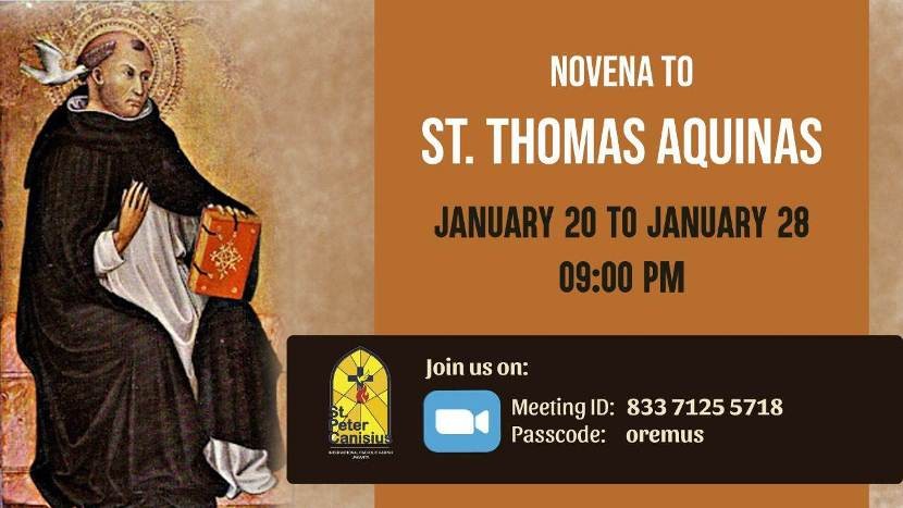 Novena to St.Thomas Aquinas January 20th-28th 2022