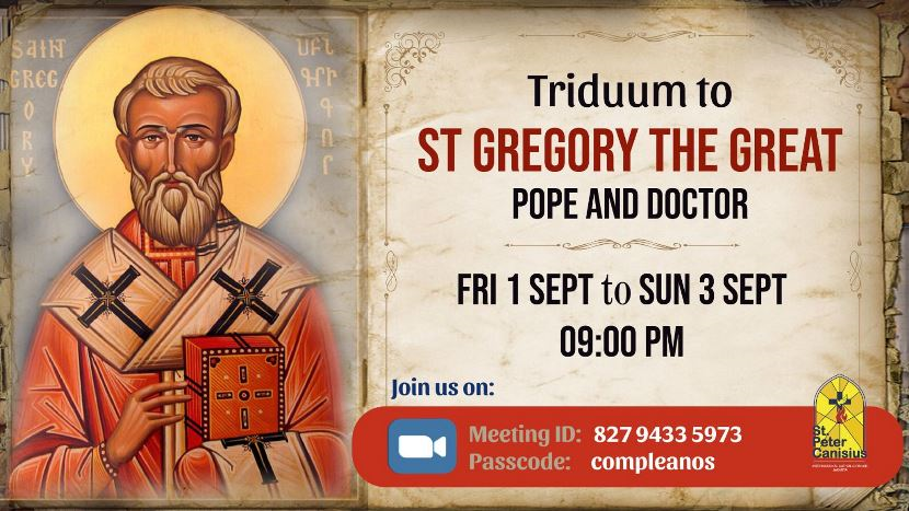 Triduum to St. Gregory The Great - Fri 1 Sept to Sun 3 Sept 2023