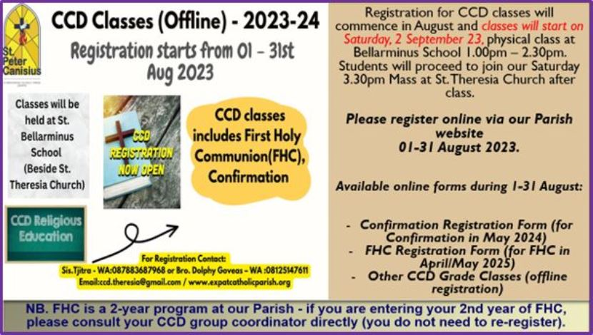 CCD Classes (Offline) 2023-2024