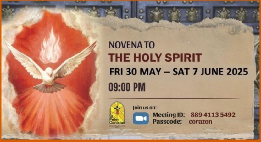 Novena to The Holy Spirit  30 May - 7 June 2025 9PM