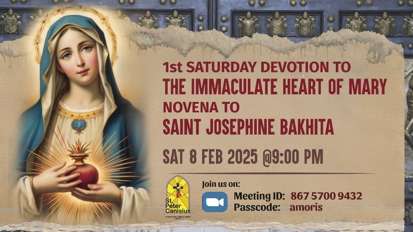 1st Saturday Devotion to The Immaculate Heart of Mary - Sat 8th Feb 2025 9PM